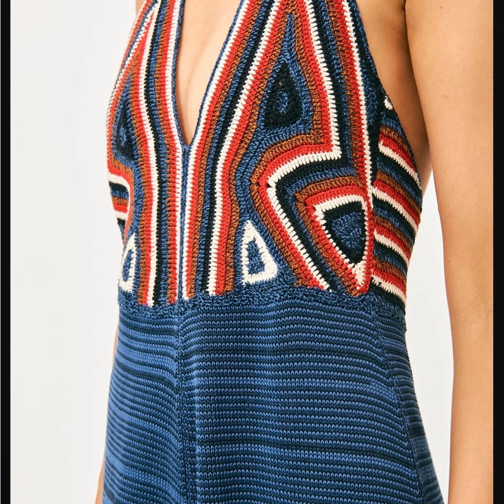 Rachel Comey Navy Maxi Dress with Red and White Bodice - Picture 3 of 11